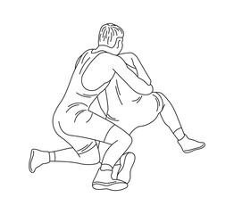 Wrestlers fight, image of athletes in wrestling