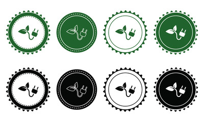 Ecology icon set. Ecology Stamps. Environment, sustainability, nature, recycle, renewable energy; electric bike, eco-friendly, forest, wind power, green symbol. Solid icons vector collection.