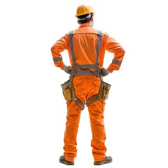 View of a Construction Worker Isolated on transparent background isolated on white background 