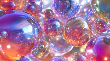 Shimmering Plastic Spheres in Reflective Environment - Ultra HD Image of Floating Glossy Orbs