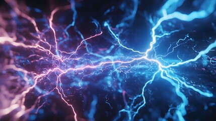 Obraz premium Blue and pink electric lighting, abstract electrical background