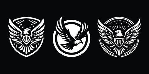 eagle design with shield vector illustration three designs in one screen