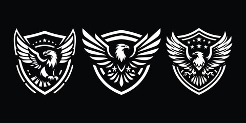 eagle design with shield vector illustration three designs in one screen