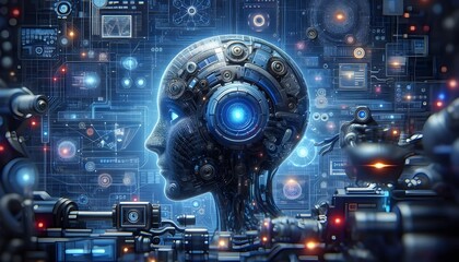 Fototapeta premium Artificial Intelligence Act (AI Act): European Union regulation aimed at governing the development, deployment and use of AI technologies within the EU to ensure trust, safety and ethical standards