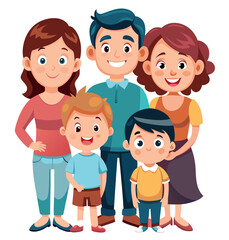 Happy family of five posing together smiling