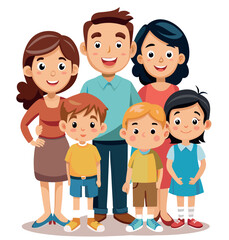 Happy family of five posing together smiling