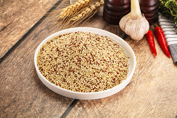 Raw dry quinoa seeds cereal