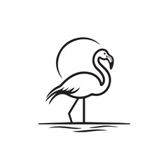 Obraz premium Flamingo in cartoon, doodle style . Image for t-shirt, web, mobile apps and ui. Isolated 2d vector illustration in logo, icon, sketch style, Eps 10, black and white. AI Generative