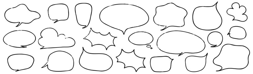 Crayon speech bubble children set. Round, cloud and star frame for text. Chalk texture dialog speech balloon. Crayon bubble for talk and children comic design. Vector illustration