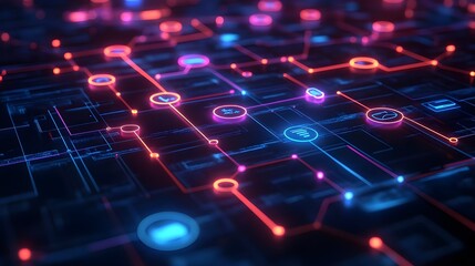 Obraz premium Abstract Neon Circuit Board Background Technology Concept