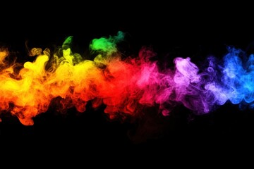 Colorful smoke waves on black background