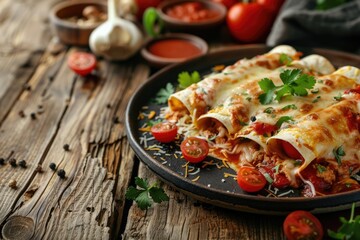 Delicious Cheese Enchiladas with Fresh Herbs on a Plate