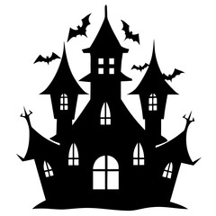 Halloween haunted house silhouette vector 