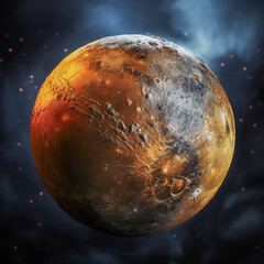 Naklejka premium Detailed view of Mercury's cratered surface in space