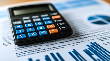 Calculator & Financial Report Close Up