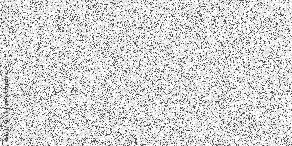 Poster White noise dot grain background. Vector dotwork pattern. Densely dotted halftone texture. Black stipple sand grain effect. Abstract grunge monochrome surface, overlay with stochastic stipple spray