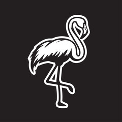 Obraz premium Flamingo in cartoon, doodle style . Image for t-shirt, web, mobile apps and ui. Isolated 2d vector illustration in logo, icon, sketch style, Eps 10, black and white. AI Generative