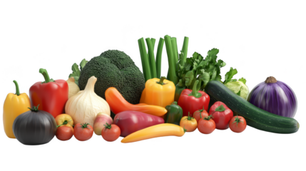 Fresh Produce Vegetables Group Isolated Background
