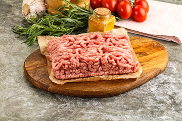 Raw uncooked red minced meat