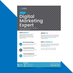 Corporate business flyer template her color is blue,black
Digital Marketing Expert  font size newest trendy   multipurpose minimal official business advertising magazine poster flyer 