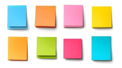 Colorful Blank Sticky Notes Isolated on White Background