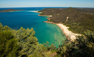 Obraz premium The view from Tomaree Mountain, Port Stephens, NSW, Australia.
