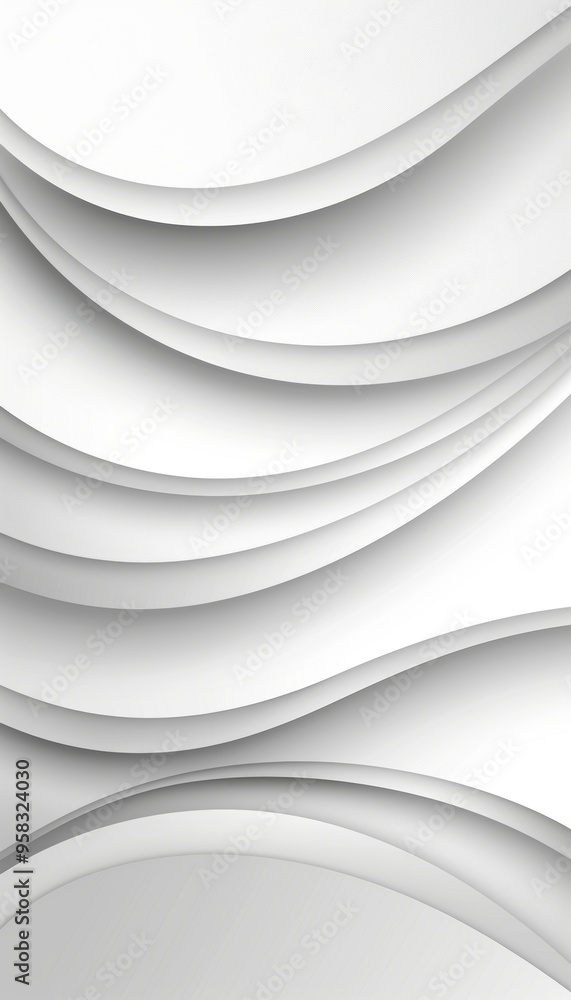 Poster delicate abstract white wave with subtle textures and a single soft white square design