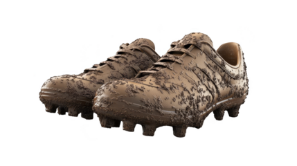 Muddy Soccer Cleats  Football Boots Covered in Dirt After Game Close Up