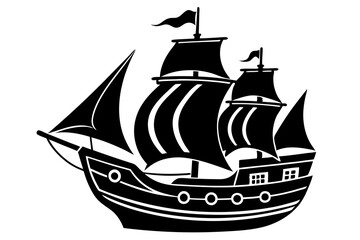 set sailing ship logo vintage vector illustration design, retro marine collection