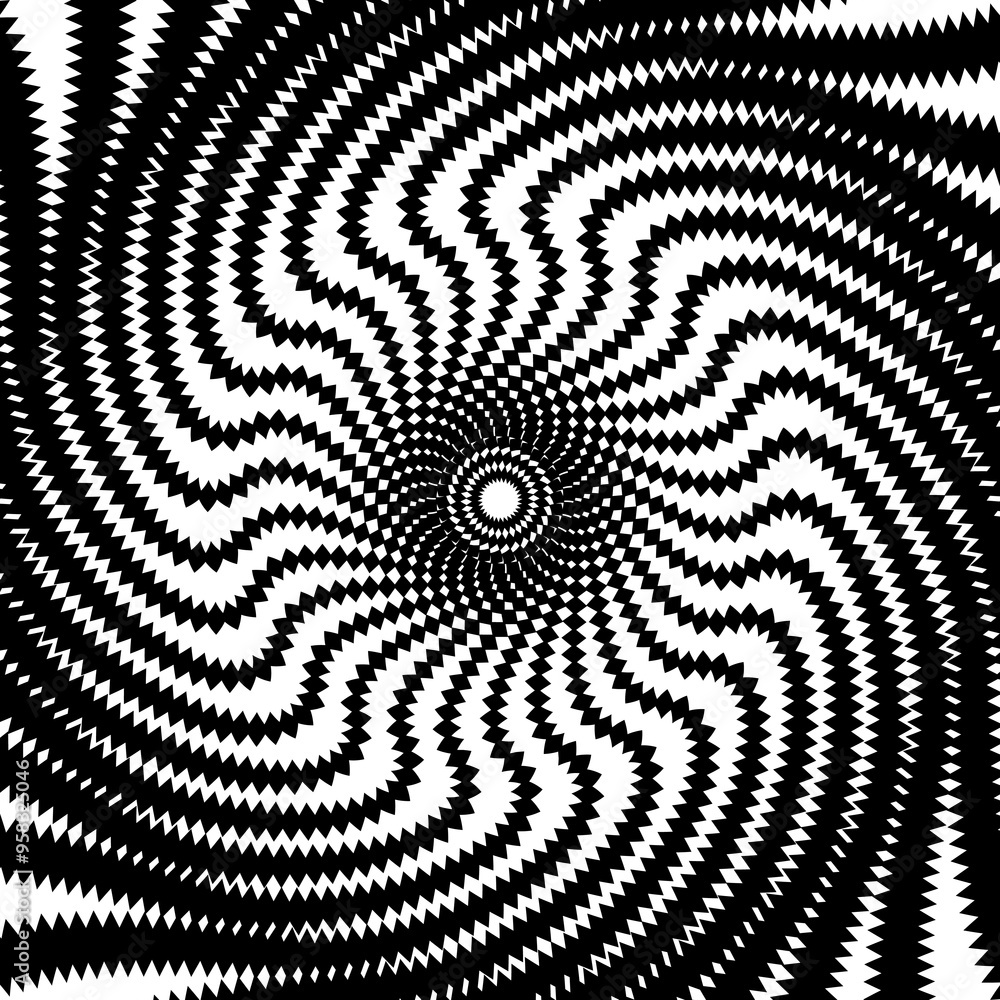 Poster psychedelic hypnotic spiral pattern of hypnosis swirl and vortex illusion, vector background. hypnot