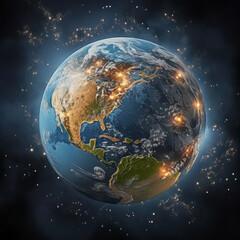 Detailed view of Earth from space showing the Americas