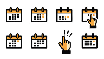 Illustration of a calendar with a hand pointing to a specific date.