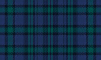 Plaid fabric pattern, blue, green, black, seamless for textile and design clothes skirt pants apron tablecloth blanket or decoration. Vector illustration.