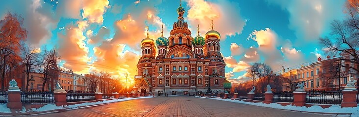 Fototapeta premium Church of the Savior on Spilled Blood at Sunset