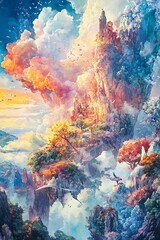 A breathtaking panoramic view of athletes triumphantly showcasing their sports achievements