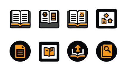 Set of 8 user manual instruction icons in vector format.