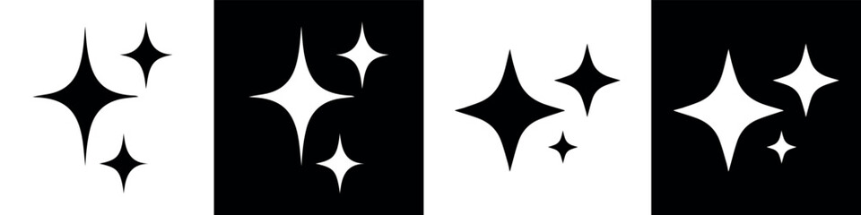 Stars set icons, different sparkle star shapes, bursts, shine sparkles signs. Sparkles icon set in flat style symbol sign for apps and website. Twinkling icon symbol. vector illustration.