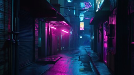 Neon Lit Alleyway