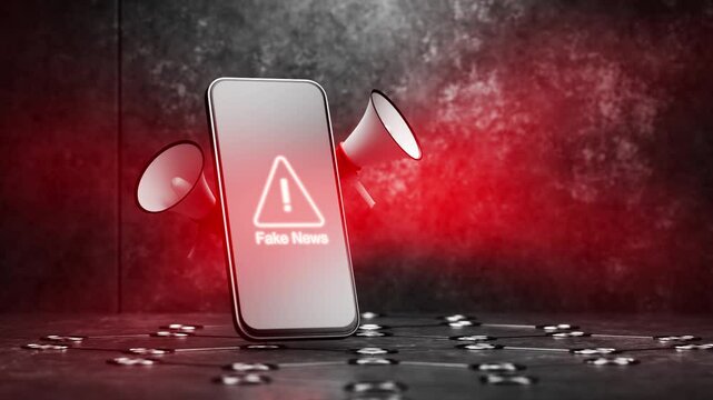 Bots in social networks. Camera movement towards phone with fake news. Weapons of dictators. Spreading disinformation in the state. Deceiving citizens leading to war. Spreading disinformation.