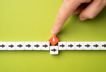 Create an obstacle and stop progress. Set barriers and restrictions. Establish rules or...