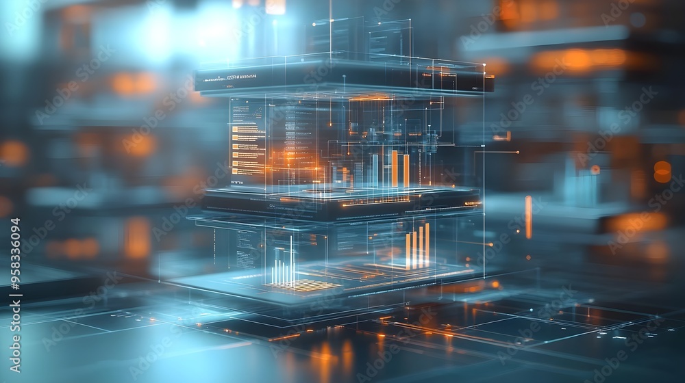Poster futuristic data analysis abstract background