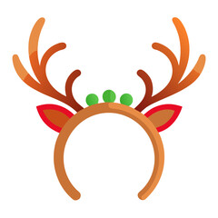 Festive reindeer headband with cute antlers and ears on white