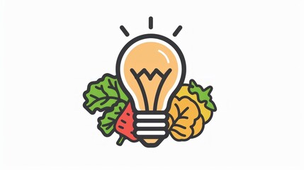 Fototapeta premium A light bulb encompasses vibrant vegetables, symbolizing creativity and innovation in vegan cooking, highlighting sustainability and healthy eating