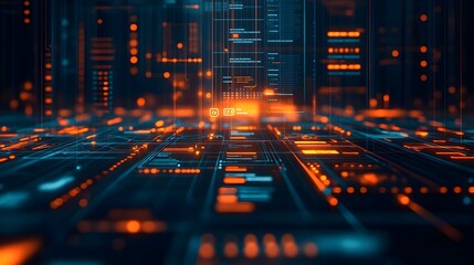 Obraz premium Futuristic Digital Network - Abstract Technology Background