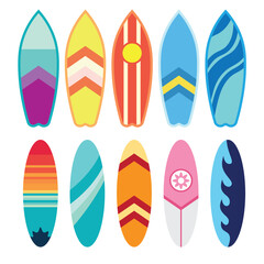 Colorful Summer Surfboards Vector Illustration