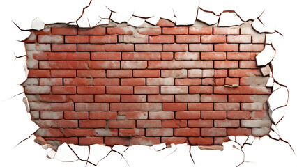 broken brick wall with hole transparent background