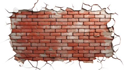 broken brick wall with hole transparent background