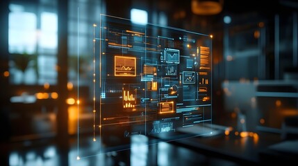 Futuristic Tech Interface with Orange & Blue Glow