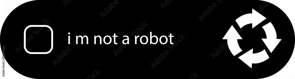 Poster i m not a robot checkbox icon in black flat style. concept technology human check verification hands
