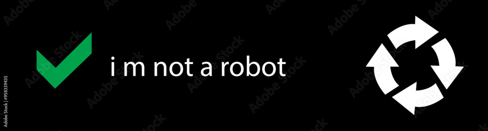 Poster i m not a robot checkbox icon in black flat style. concept technology human check verification hands